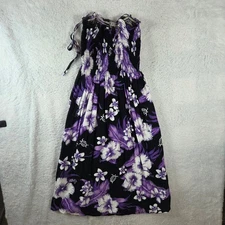 Hawaiian Steven Wears Strapless Dress Purple Floral Turtle Print Rayon One Size