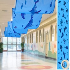 HunnmingRe 1 Pack Shark Ceiling Decorations 32 Inch x 16 ft Under The Ocean T...