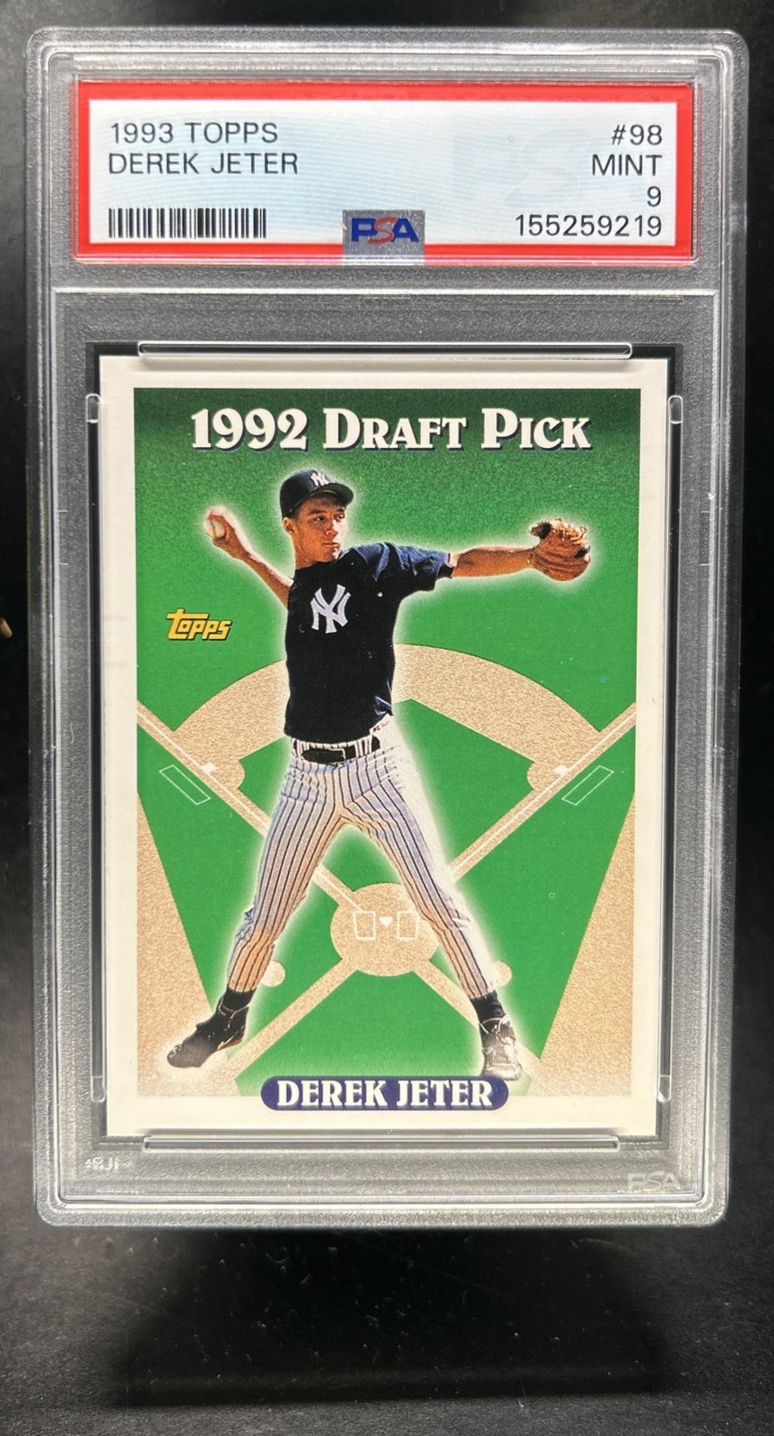 1993 Topps Derek Jeter Rookie RC #98 New York Yankees PSA 9 view 1