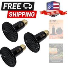 3 Pack 50W Black Ceramic Heat Lamp, Infrared Reptile Heat Emitter Heater Lamp...
