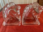 Vintage Trojan Horse Head Pair Bookends Paperweight Elegant Federal Glass Decoro