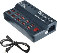 USB Charging Station,10 Port 60W Multiple USB Charger Station,Multi Ports Charge