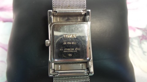 Timex Analog Watch Rectangular Black Face Silver Tone Mesh Stainless Steel Band - Picture 4 of 9