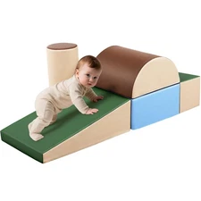 Toddler Climbing Toys Indoor: 5-Piece Soft PU Leather Baby Climbing Blocks - ...