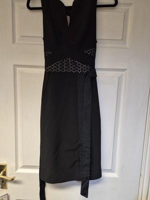 Karen Millen Women's Black Sleeveless Dress Size 8 Smart Evening Work Designer 