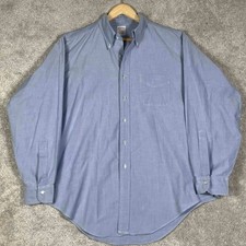 Vintage Brooks Brothers Oxford Shirt Mens 17.5-5 Blue Makers Made in USA Flaws