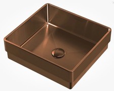 Fregadero de lavabo Whitehaus WHNPL1577-CO Noah Plus rectangular sobre montaje, cobre