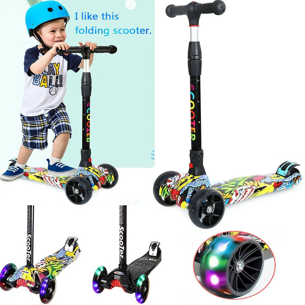 Scooter 3 Wheels Child Kids Kick Push LED Flashing Tilt Lean Boys