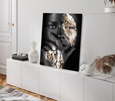 Fashion Girl Makeup Closeup View Stretched Canvas 40x50cm Print