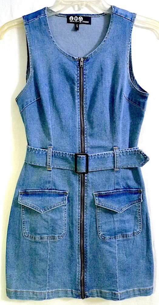 Peace Love Eco by Rewash Belted Stretch Denim Dress size Small