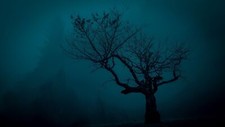 Landscape trees spooky night nature fall dark mist Custom Gaming Mat Desk