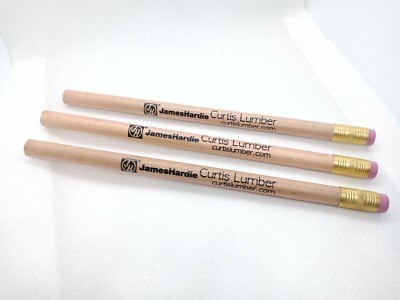Lot 3 Advertising Round Jumbo Carpenter Pencils JH JamesHardie Curtis Lumber Co.