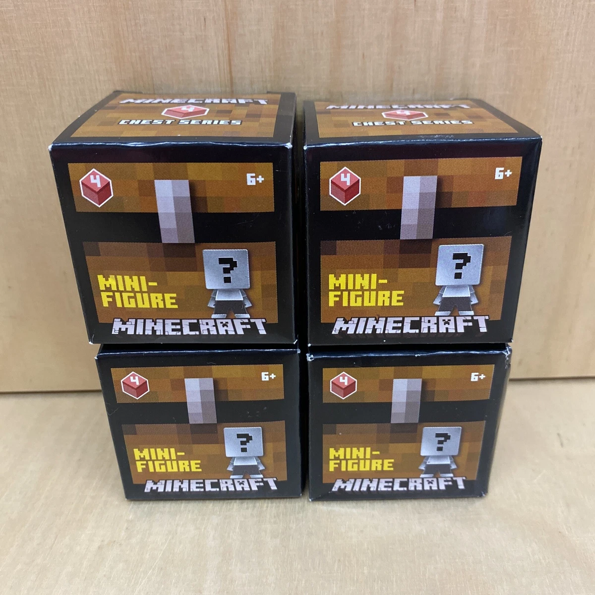 LOT OF 4 SEALED Minecraft Mini Figure Chest Series 4 RED Blind
