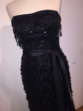 Strapless Black Evening Gown With Satin Sash