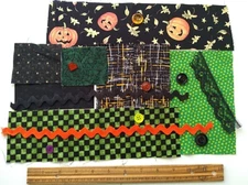 Halloween Slow Stitch Kit - Scrappy Fabric Snippets Buttons & Trims