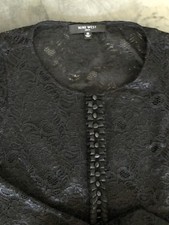 NINE WEST Black Little LACE dress cap sleeve sheath silhouette sz M