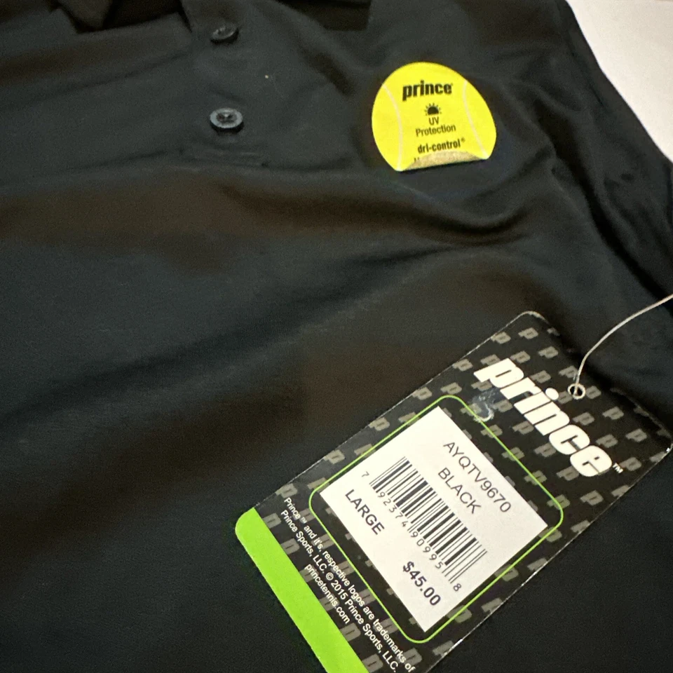 Blusa de tênis PRINCE NOVA sem mangas grande preta B590 mantém você fresco - Imagem 2 de 4