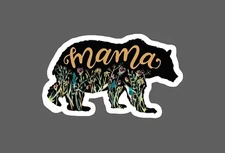 Mama Bear Sticker Flowers Waterproof Mother Animal Outdoor Floral Gift NEW