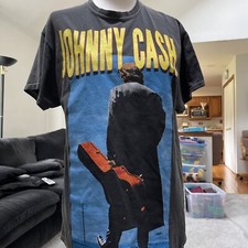 Johnny Cash  Black Graphic Short Sleeve Walking Guitar Size Medium