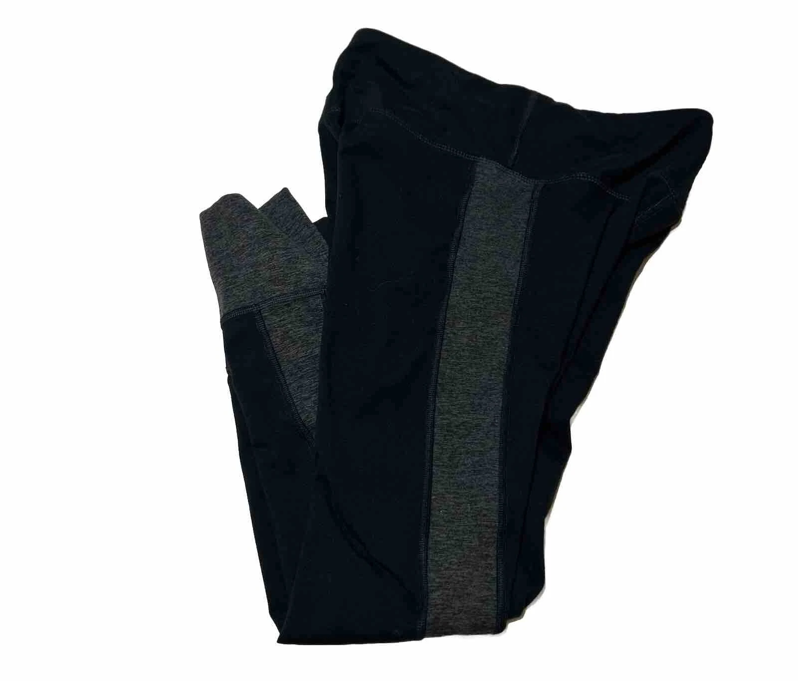 vuori two tone asymmetric block yoga leggings