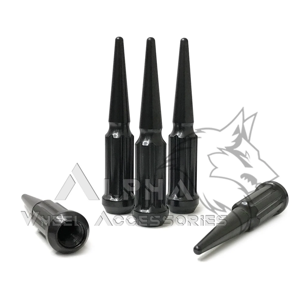 Tuercas de clavo estriadas negras de 20 piezas 9/16-18 para Dodge Durango Dakota Raider Foto 3 de 4