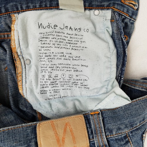 Nudie Jeans Sueltos Frank Talla W32 L34 Usado Azul Denim 100% Algodón Botón M... - Imagen 15 de 20