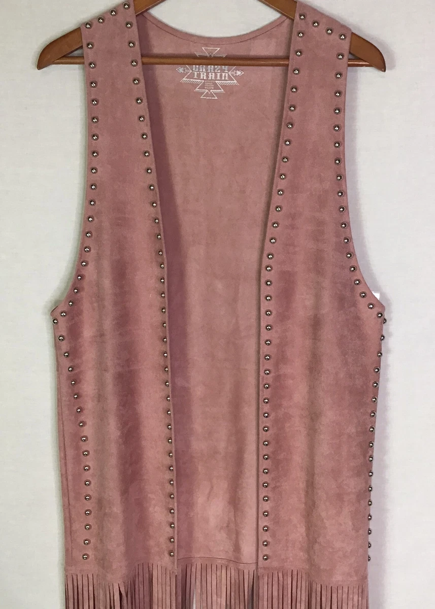 Pink shop fringe vest