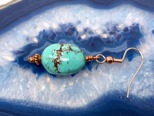 VINTAGE SOUTHWESTERN CUSTOM SET TURQUOISE EARRINGS SET SILVER TONE & COPPER TONE - Picture 3 of 7