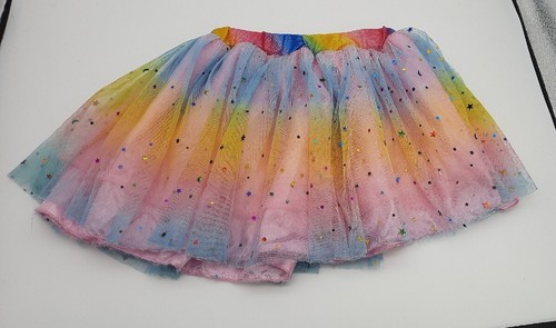 Rainbow Tulle Tutu Skirt Girl's Small Elastic Waist Yellow Pink Blue Costume - Picture 9 of 9