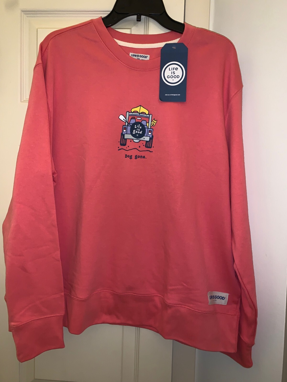 NWT Life is Good "Dog Gone" Rocket Jeep Women's XXL 2XL Coral