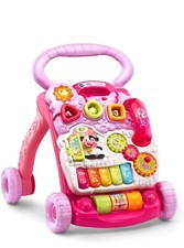 VTech Baby Push Walker Toddler Interactive Learning Toy Sit-to-Stand Pink