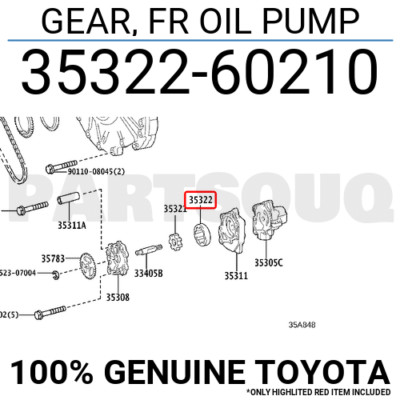 3532260210 Genuine Toyota GEAR, FR OIL PUMP 35322-60210 | eBay