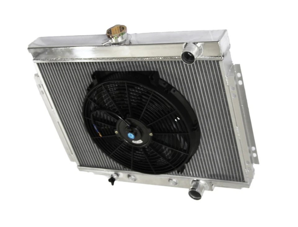Radiador destro passageiro 3 núcleos + 14" ventilador compatível 67-70 Mercury Cougar XR-7 V8 MT - Imagem 3 de 4