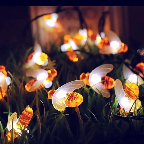 Solar Outdoor Lights Bee string lights Yard Garden Waterproof Christmas TreeDeco - Picture 21 of 47