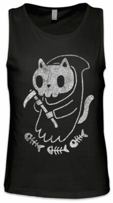 Cat Reaper II Herren Tank Top Cats Fun Death Skull Skulls Love Lover Addiction