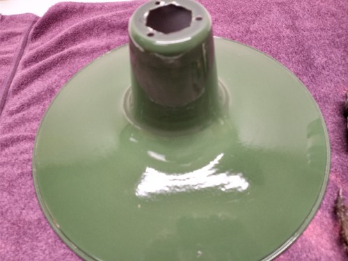 Vtg PORCELAIN ENAMEL GREEN 14in LAMP LIGHT SOCKET HARWARE industrial Benjamin - Picture 3 of 20