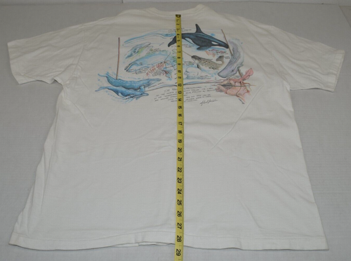 Vintage Animal Print T-Shirt Hanes Size S/M 90s The Whale Sketchbook c.1990 - Picture 10 of 12