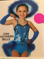 Dance Costume Tap Jazz Ballet Blue Art Stone Southern Belle