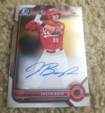 JUSTIN BOYD 2022 BOWMAN DRAFT CARD #CDA-JBD REDS (FIRST PROSPECT AUTOGRAPH)