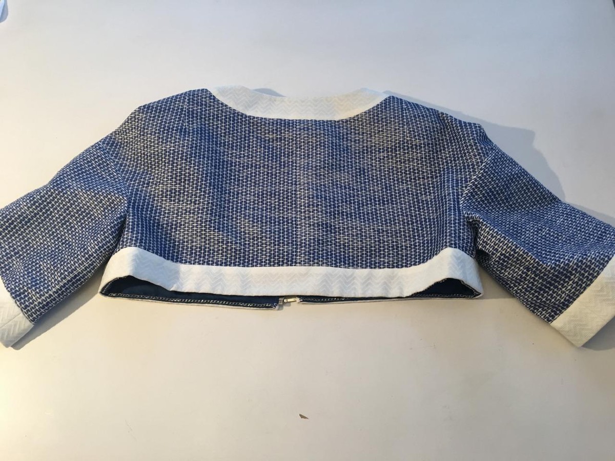 $3700 NWT Auth. CHANEL '13S Collection White/Blue Zip BOLERO