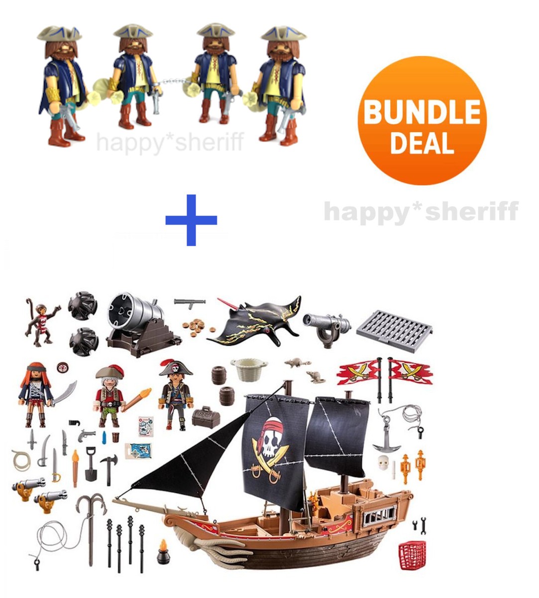 Playmobil Set 71530 Pirates Flagship with 3 Pirates and 4 x