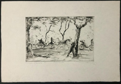 GERMAN EXPRESSIONIST Pencil Signed~ ROME, PROMENADE ~ Etching 1912 LISTED ARTIST - Picture 1 of 6