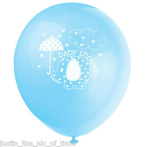 BLUE UMBRELLAPHANTS Baby Shower Boy Party Decorations 12" Latex BALLOONS x8