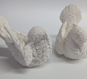 A. Santini Vintage White Alabaster Love Doves Birds pair of 2 Made In Italy