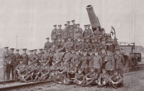 WW1 MILITARY RAILWAY PHOTOGRAPH 18th SIEGE BATTERY R.G.A. SHOEBURYNESS 1915