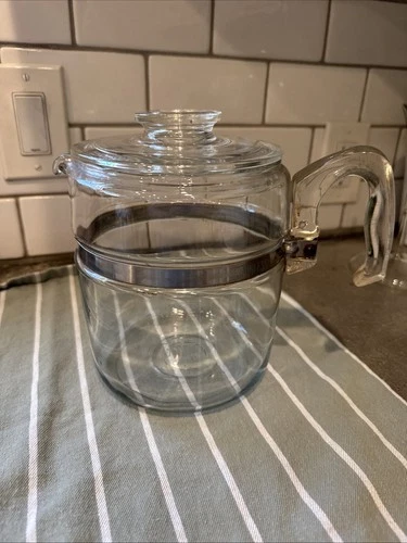 Vintage Pyrex Flameware Glass Percolator 9 Cup Coffee Pot And Lid ONLY #7759 B