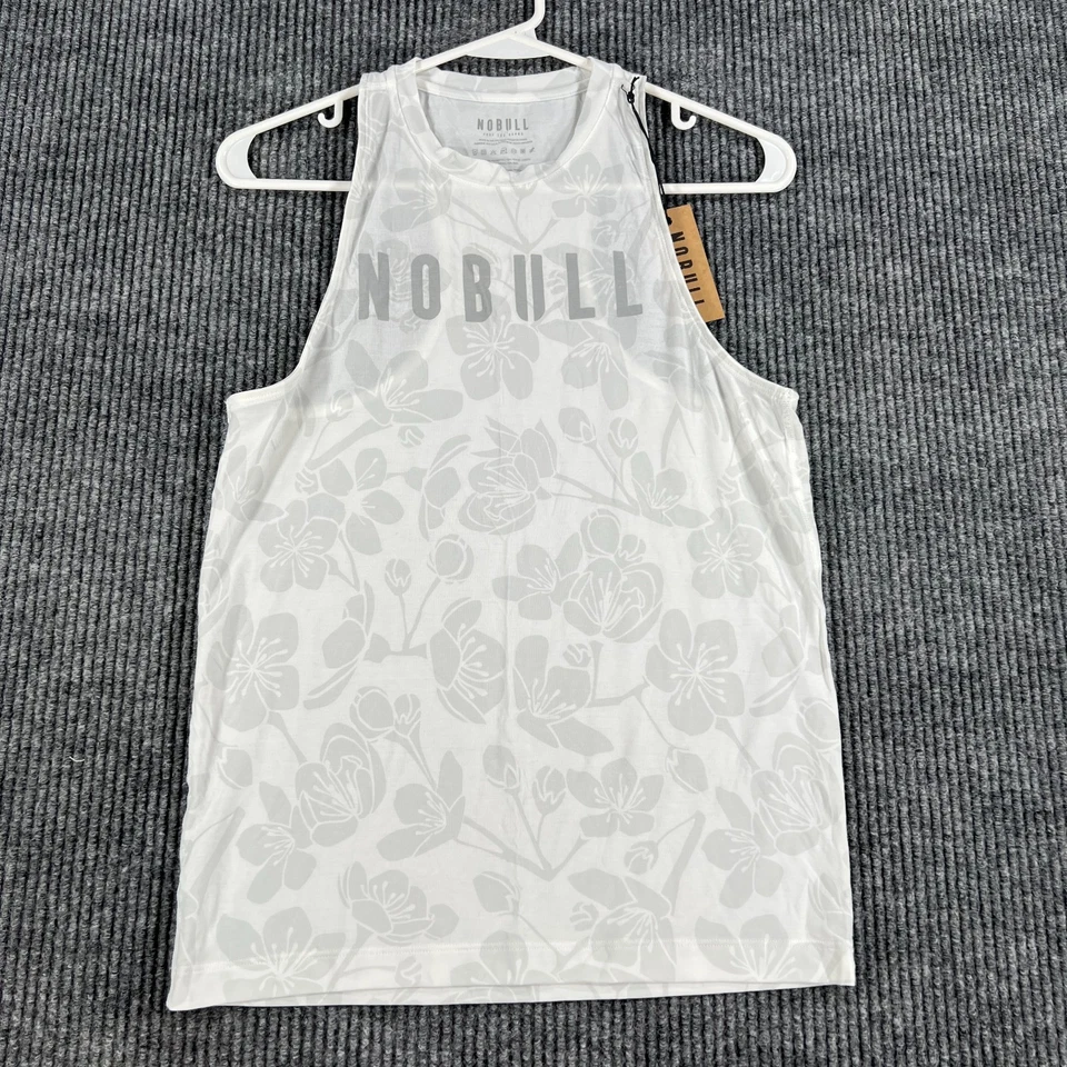 Camiseta sin mangas NoBull para mujer XS extra pequeña blanca gris floral CrossFit gimnasio nueva Foto 3 de 4
