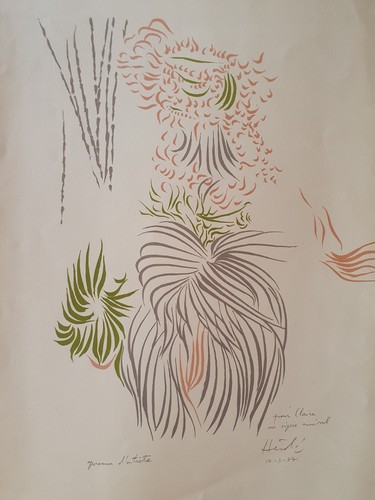 Lithographie de Jacques Herold sign/Ea Abstrait Surréaliste Fleurs bouquet 1977