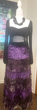 Aris A Purple Y2k Grail Fairy Whimsigoth Skirt Velvet Lace Satin Ruffles Sequins