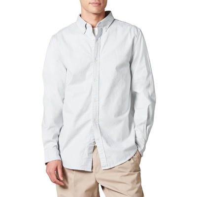 Herren Langarmhemd Stretch-Oxford, schmal, Hellgrau, S, Amazon Essentials
